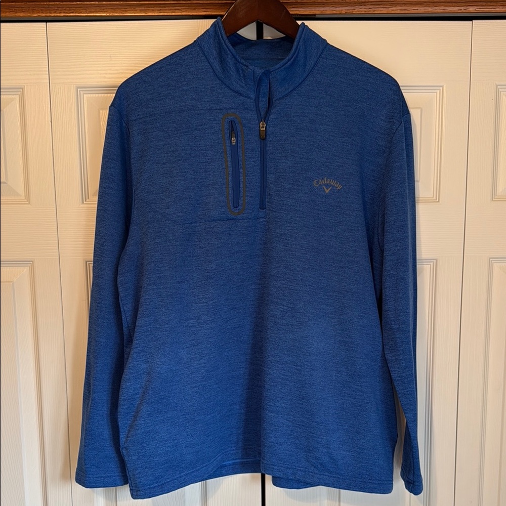 Men’s Callaway Blue Polyester Quarter-Zip Pullover in XXL